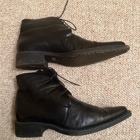 Kenneth Cole New York Italy 7.5 Black Soft Leather Lace Up Ankle Boots - Picture 5 of 10